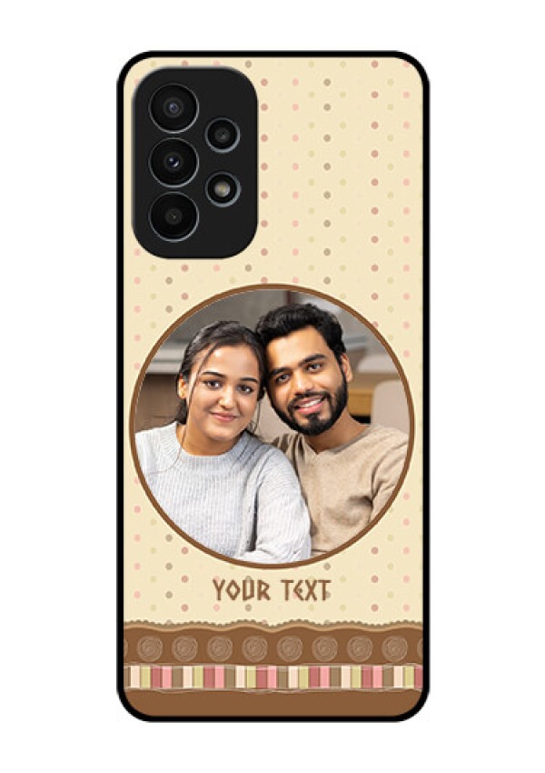 Galaxy A23 4G Custom Glass Mobile Case - Brown Dotted Mobile Case Design