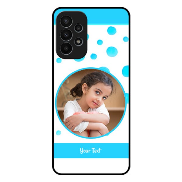 Galaxy A23 4G Photo Printing on Glass Case - Blue Bubbles Pattern Design Galaxy A23 4G Photo Printing on Glass Case - Blue Bubbles Pattern Design