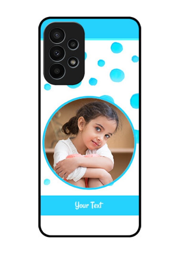 Galaxy A23 4G Photo Printing on Glass Case - Blue Bubbles Pattern Design