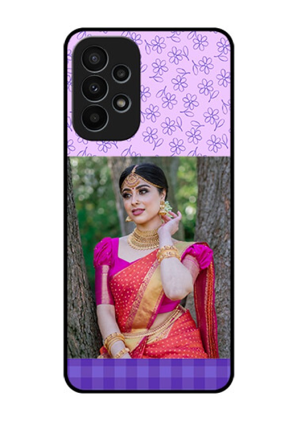 Galaxy A23 4G Custom Glass Phone Case - Purple Floral Design