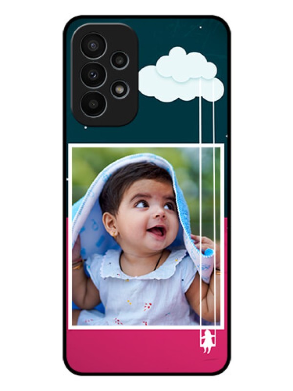Custom Galaxy A23 4G Custom Glass Phone Case - Cute Girl with Cloud Design