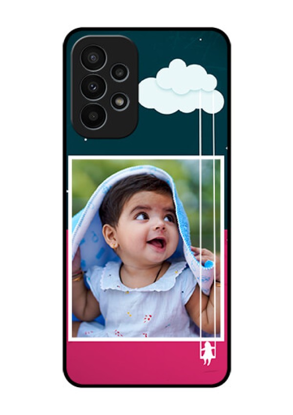 Galaxy A23 4G Custom Glass Phone Case - Cute Girl with Cloud Design