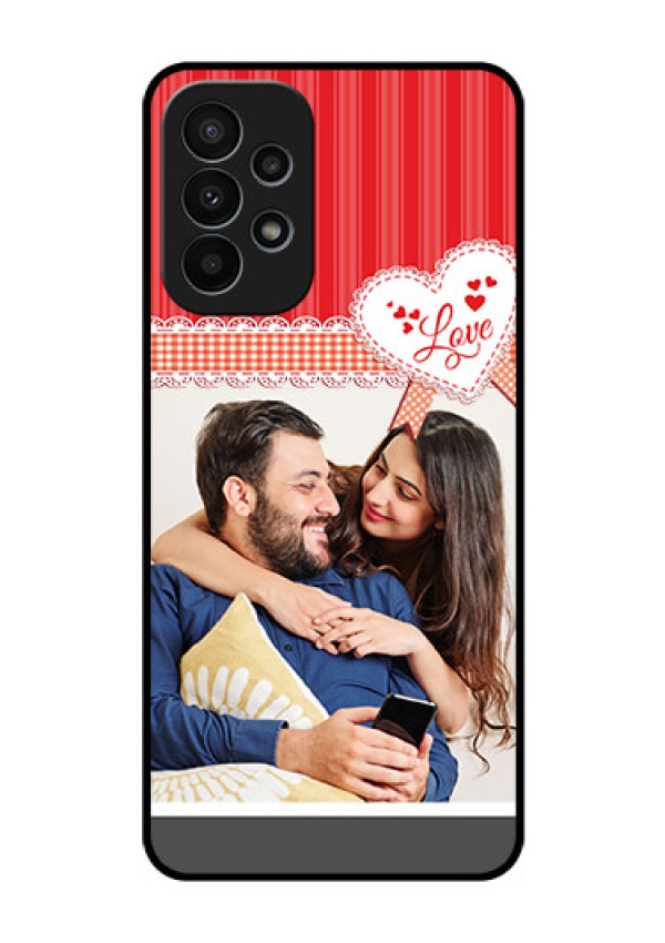 Galaxy A23 4G Custom Glass Mobile Case - Red Love Pattern Design