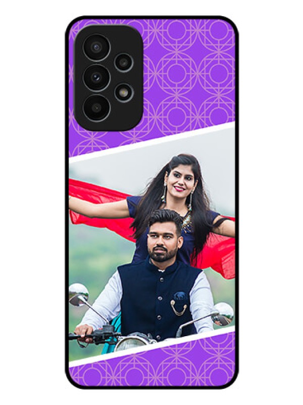 Custom Galaxy A23 4G Custom Glass Phone Case - Violet Pattern Design
