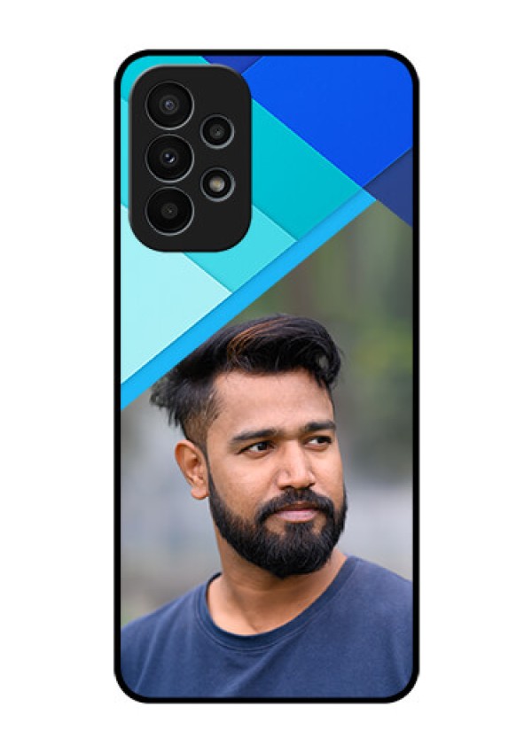 Galaxy A23 4G Custom Glass Phone Case - Blue Pattern Design