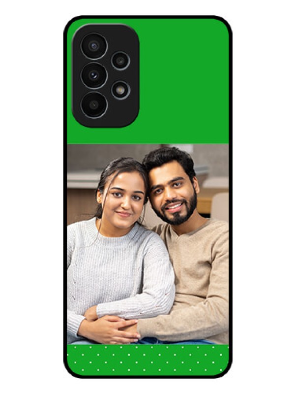 Custom Galaxy A23 4G Personalized Glass Phone Case - Green Pattern Design