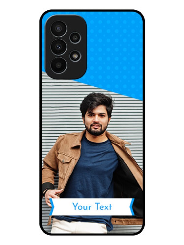 Custom Galaxy A23 4G Photo Printing on Glass Case - Simple Blue Color Design