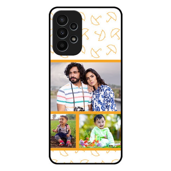 Galaxy A23 4G Custom Glass Mobile Case - Yellow Pattern Design