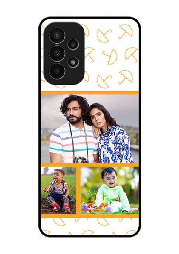 Galaxy A23 4G Custom Glass Mobile Case - Yellow Pattern Design