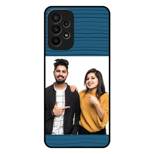Galaxy A23 4G Custom Glass Phone Case - Blue Pattern Cover Design Galaxy A23 4G Custom Glass Phone Case - Blue Pattern Cover Design