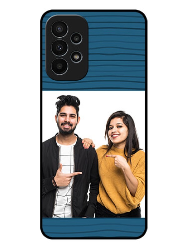 Custom Galaxy A23 4G Custom Glass Phone Case - Blue Pattern Cover Design