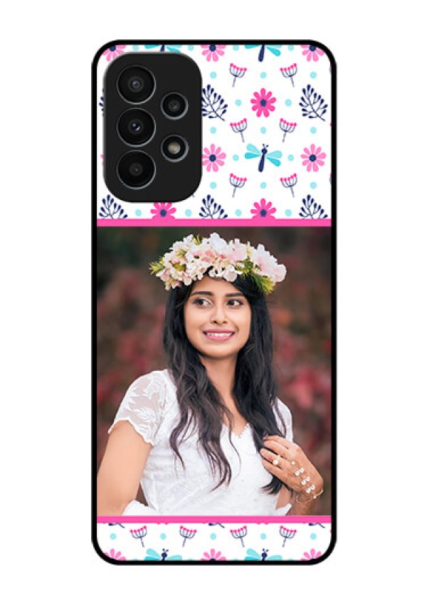Galaxy A23 4G Photo Printing on Glass Case - Colorful Flower Design