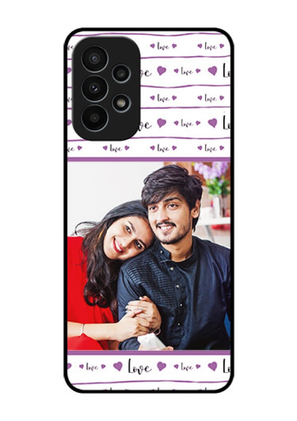 Galaxy A23 4G Custom Glass Mobile Case - Couples Heart Design