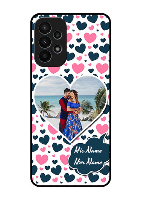 Galaxy A23 4G Custom Glass Phone Case - Pink & Blue Heart Design