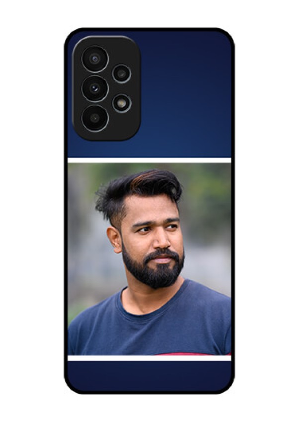 Galaxy A23 4G Personalized Glass Phone Case - Simple Royal Blue Design