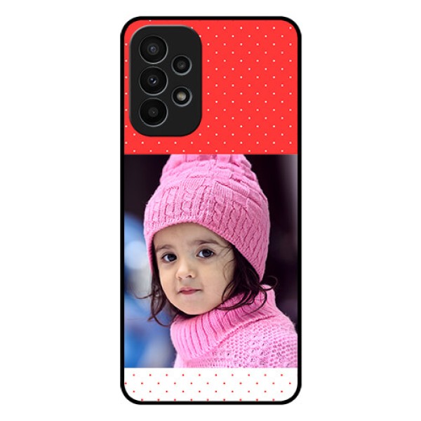 Galaxy A23 4G Photo Printing on Glass Case - Red Pattern Design