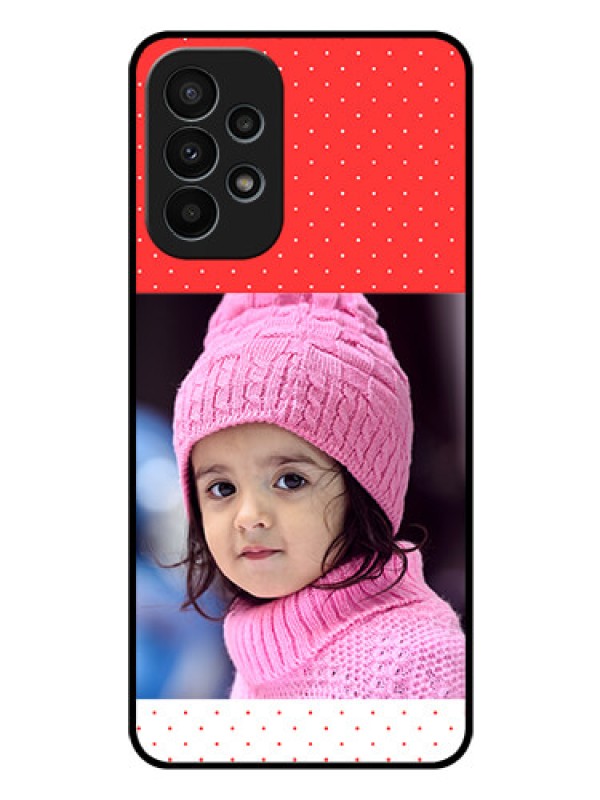 Custom Galaxy A23 4G Photo Printing on Glass Case - Red Pattern Design