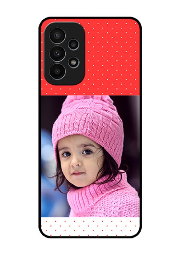 Galaxy A23 4G Photo Printing on Glass Case - Red Pattern Design