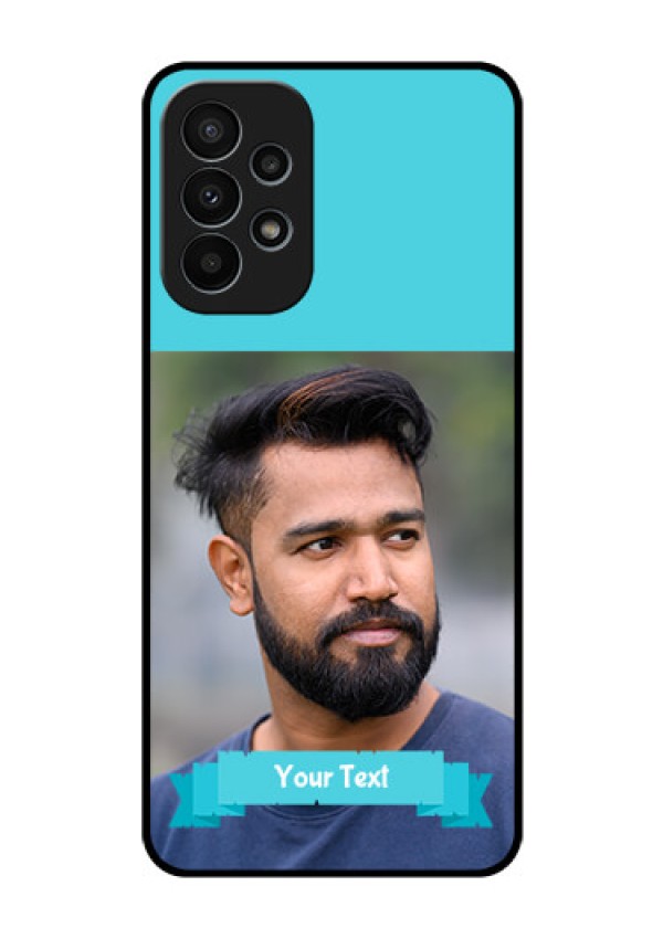 Galaxy A23 4G Personalized Glass Phone Case - Simple Blue Color Design