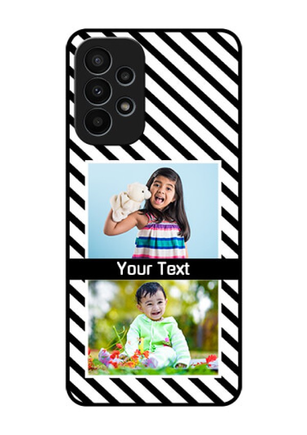 Galaxy A23 4G Photo Printing on Glass Case - Black And White Stripes Design