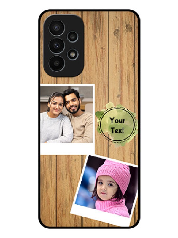 Custom Galaxy A23 4G Custom Glass Phone Case - Wooden Texture Design