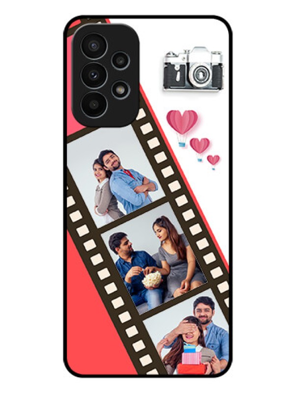 Custom Galaxy A23 4G Personalized Glass Phone Case - 3 Image Holder with Film Reel