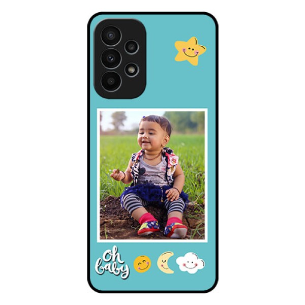 Galaxy A23 4G Personalized Glass Phone Case - Smiley Kids Stars Design Galaxy A23 4G Personalized Glass Phone Case - Smiley Kids Stars Design