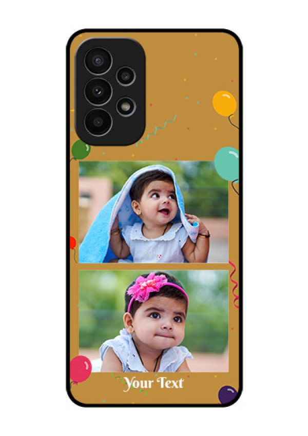 Galaxy A23 4G Personalized Glass Phone Case - Image Holder with Birthday Celebrations Design