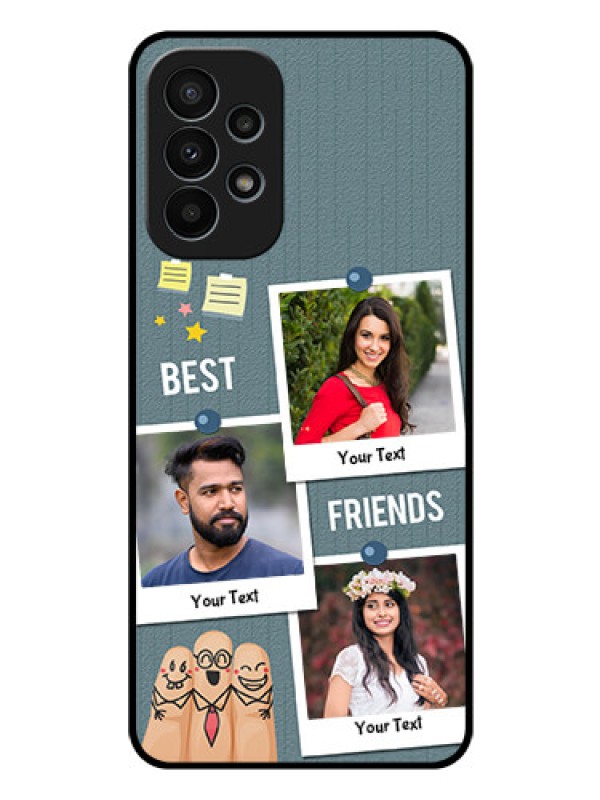 Custom Galaxy A23 4G Personalized Glass Phone Case - Sticky Frames and Friendship Design
