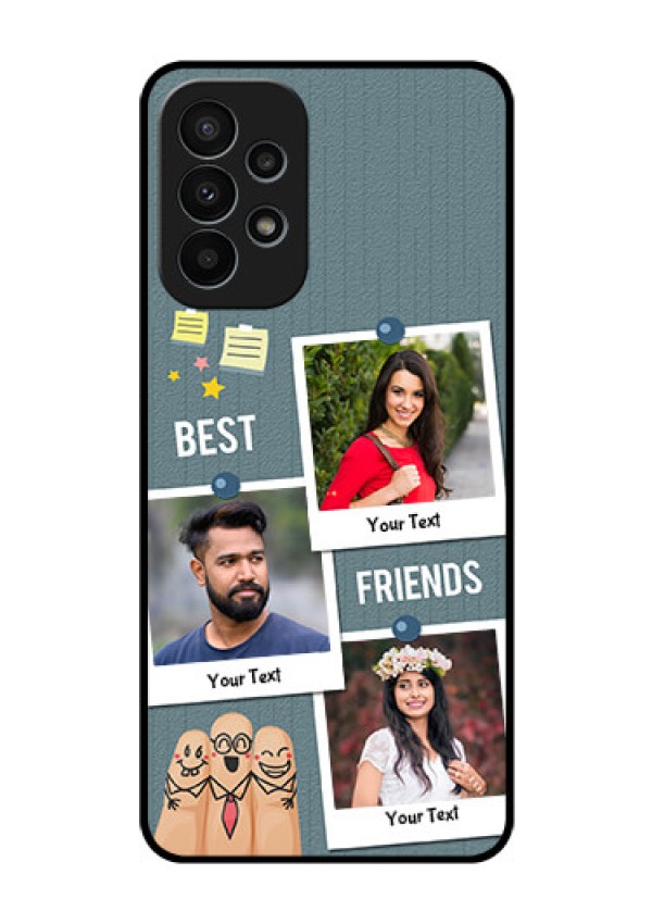 Galaxy A23 4G Personalized Glass Phone Case - Sticky Frames and Friendship Design