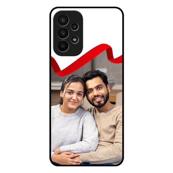 Galaxy A23 4G Photo Printing on Glass Case - Red Ribbon Frame Design