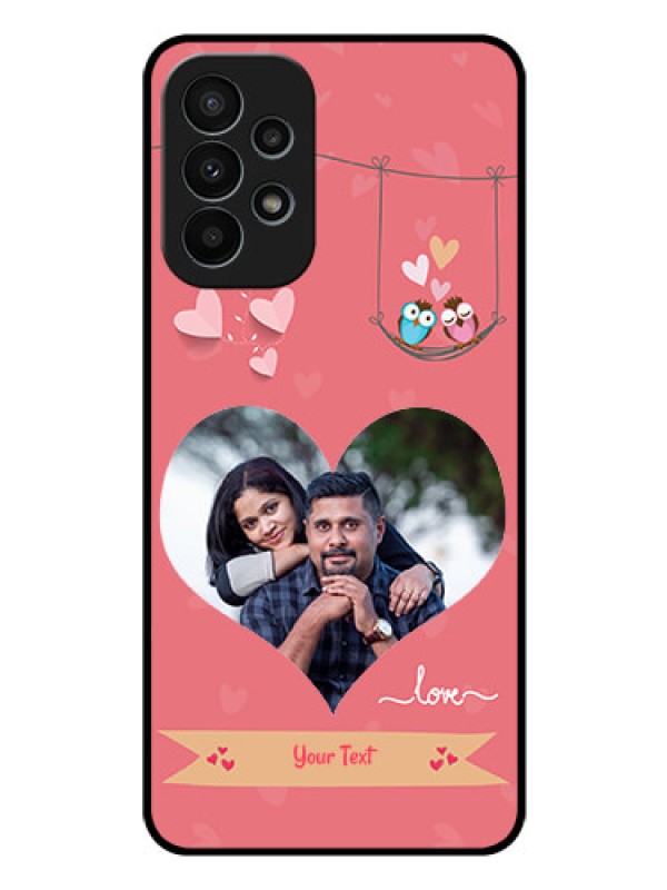 Custom Galaxy A23 4G Personalized Glass Phone Case - Peach Color Love Design