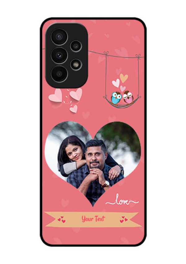 Galaxy A23 4G Personalized Glass Phone Case - Peach Color Love Design