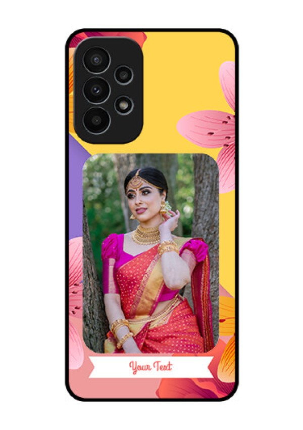 Galaxy A23 4G Custom Glass Mobile Case - 3 Image With Vintage Floral Design