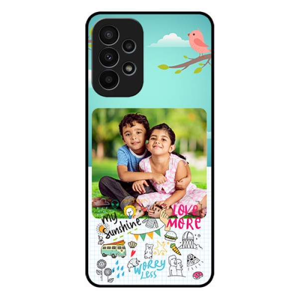 Galaxy A23 4G Photo Printing on Glass Case - Doodle love Design
