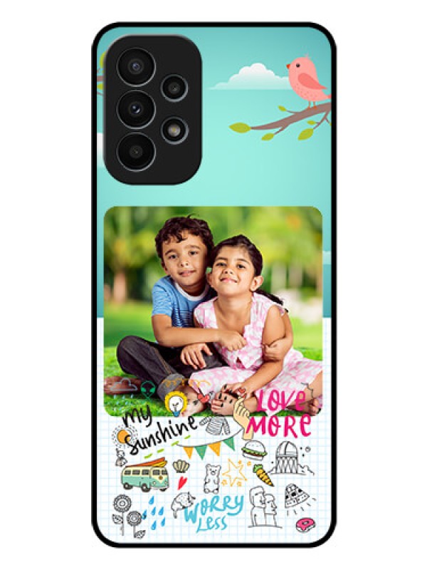 Custom Galaxy A23 4G Photo Printing on Glass Case - Doodle love Design