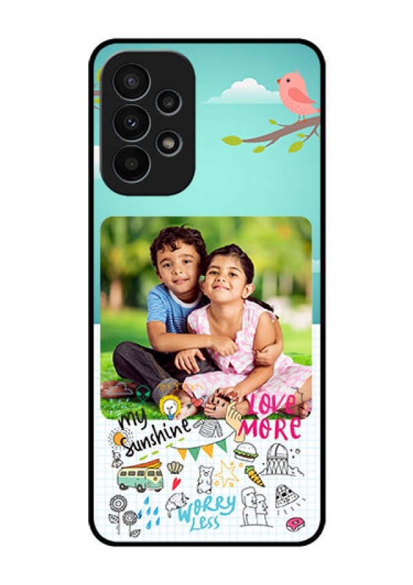 Galaxy A23 4G Photo Printing on Glass Case - Doodle love Design