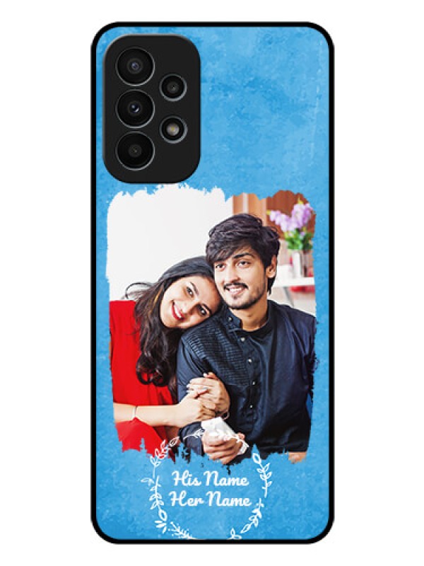 Custom Galaxy A23 4G Custom Glass Phone Case - Blue Color Vintage Design