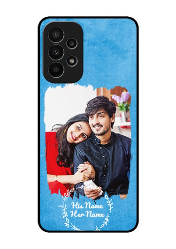 Galaxy A23 4G Custom Glass Phone Case - Blue Color Vintage Design