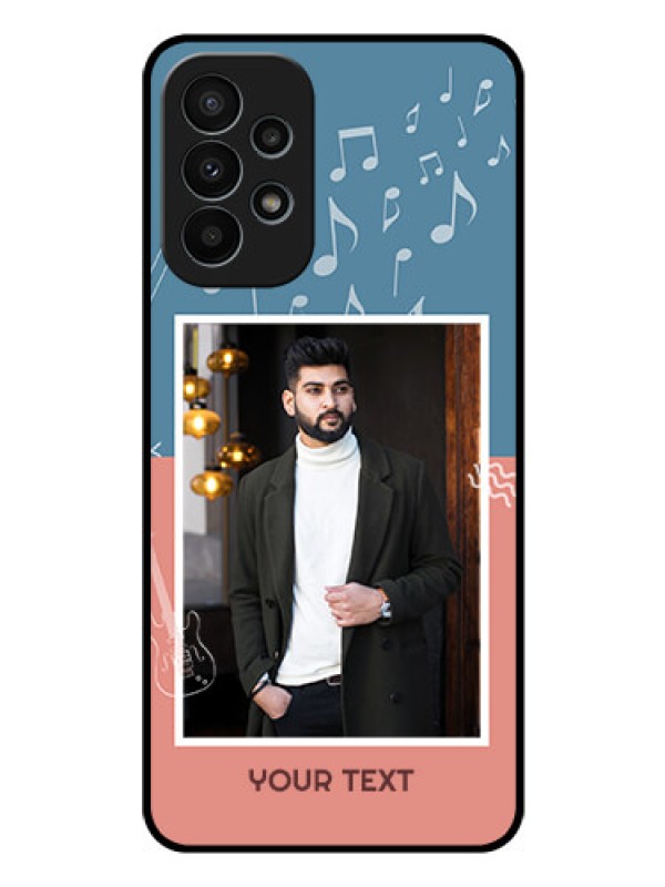 Custom Galaxy A23 4G Photo Printing on Glass Case - with Color Musical Note Design