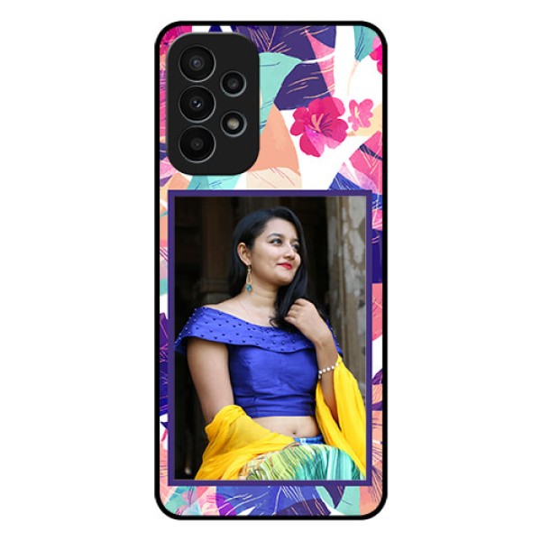 Galaxy A23 4G Custom Glass Mobile Case - Abstract Floral Design