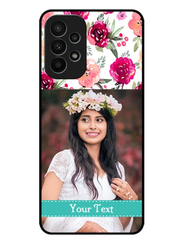 Custom Galaxy A23 4G Custom Glass Phone Case - Watercolor Floral Design