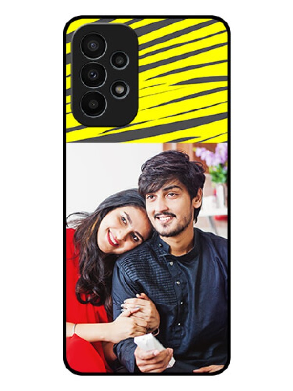 Custom Galaxy A23 4G Photo Printing on Glass Case - Yellow Abstract Design