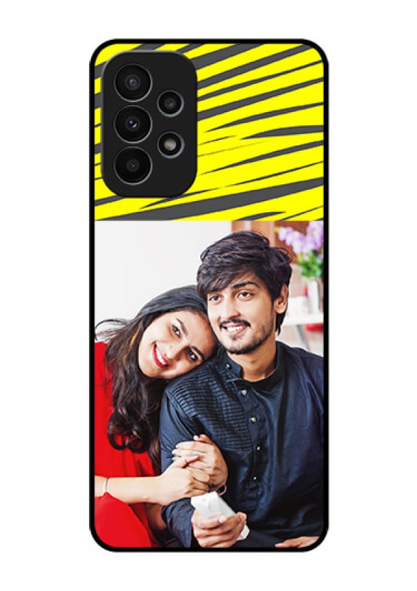 Galaxy A23 4G Photo Printing on Glass Case - Yellow Abstract Design
