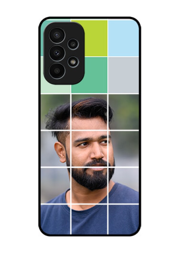 Galaxy A23 4G Photo Printing on Glass Case - with white box pattern