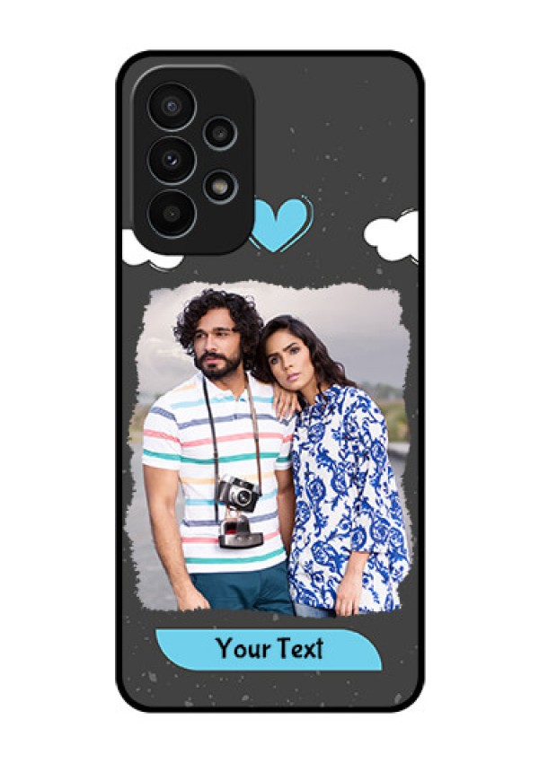 Galaxy A23 4G Custom Glass Phone Case - Splashes with love doodles Design