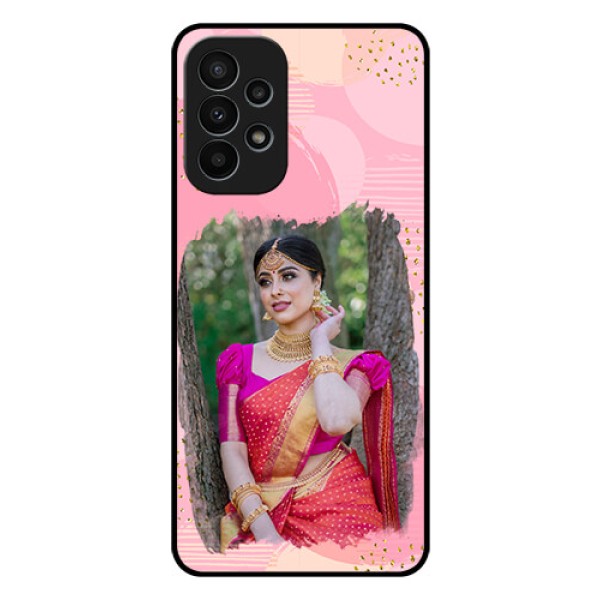 Galaxy A23 4G Personalized Glass Phone Case - Gold Glitter Splash Design Galaxy A23 4G Personalized Glass Phone Case - Gold Glitter Splash Design
