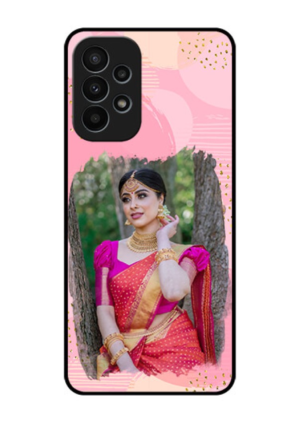 Galaxy A23 4G Personalized Glass Phone Case - Gold Glitter Splash Design