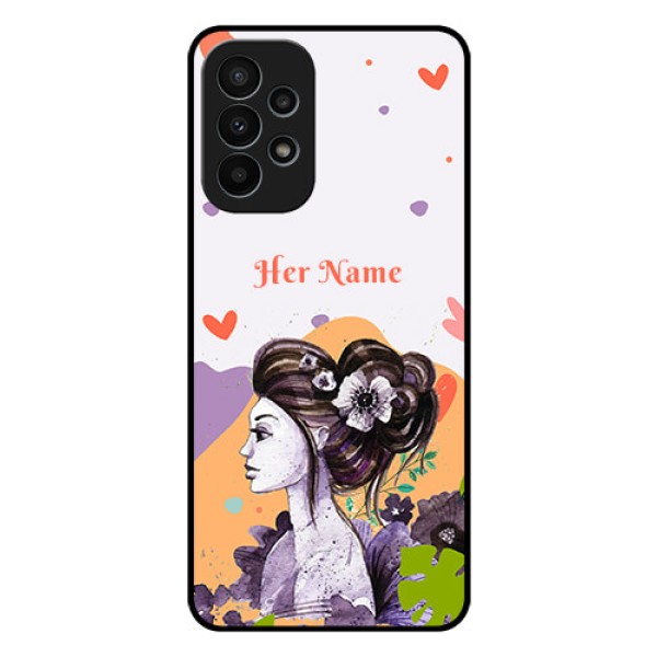 Galaxy A23 4G Personalized Glass Phone Case - Woman And Nature Design