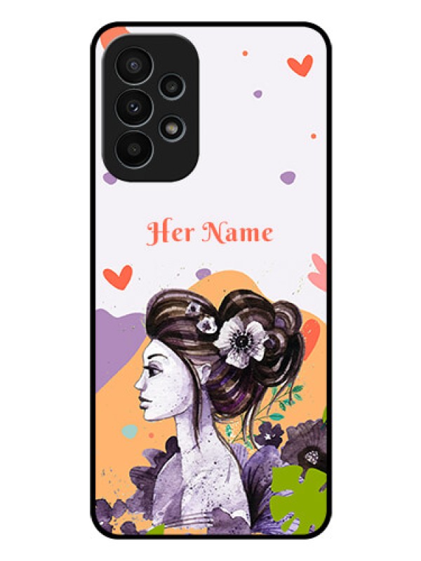 Custom Galaxy A23 4G Personalized Glass Phone Case - Woman And Nature Design